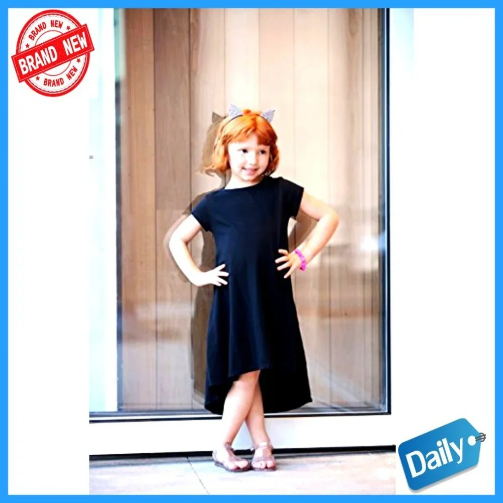 Girls Short Sleeve Cotton Maxi Dress Hi-Lo Casual Kids Size 8-10
